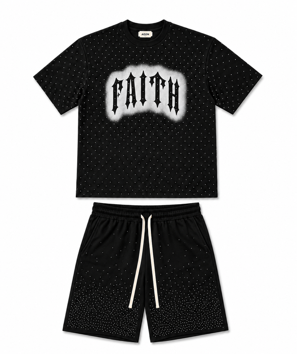 SET RHINESTONE FAITH NERO
