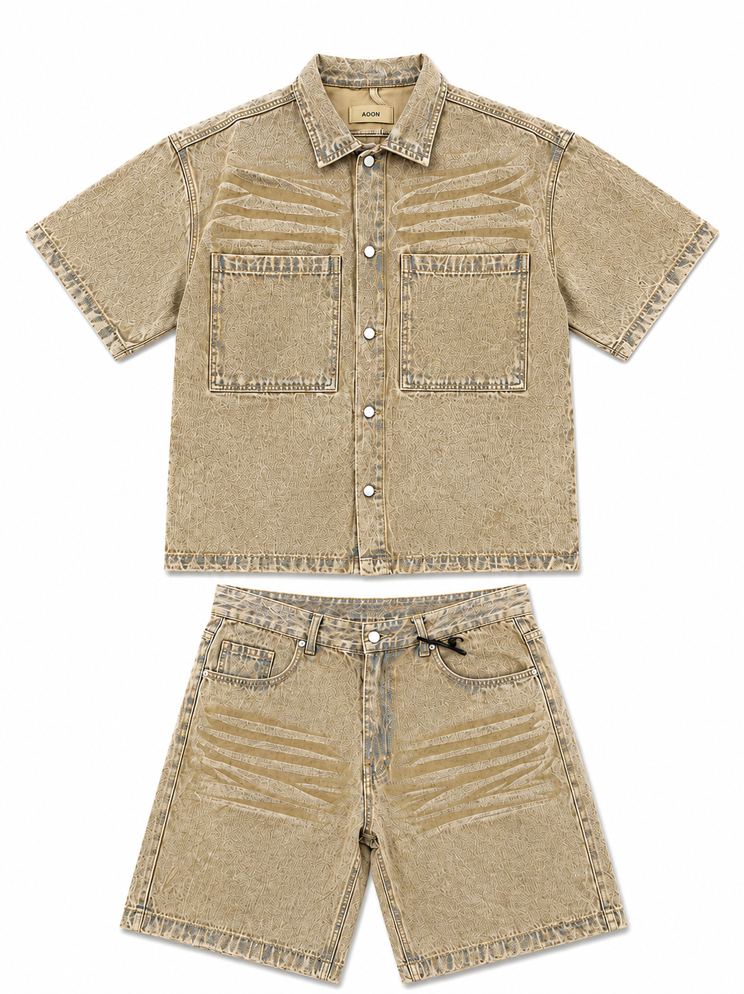 SET DENIM WASHED SAND