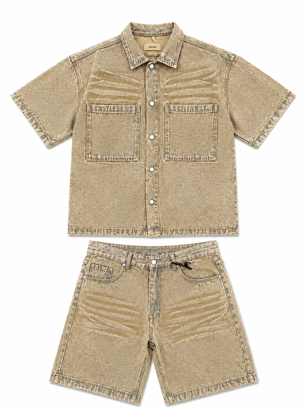 SET DENIM WASHED SAND