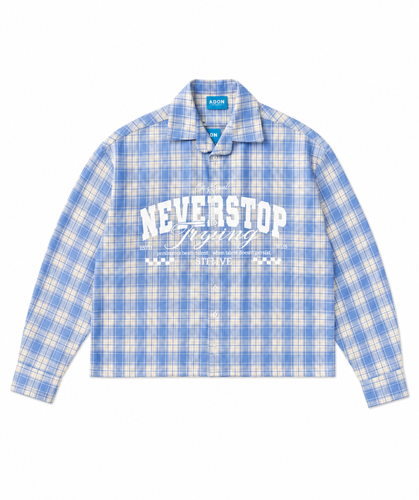 SHIRT NEVER STOP PLAID BLU