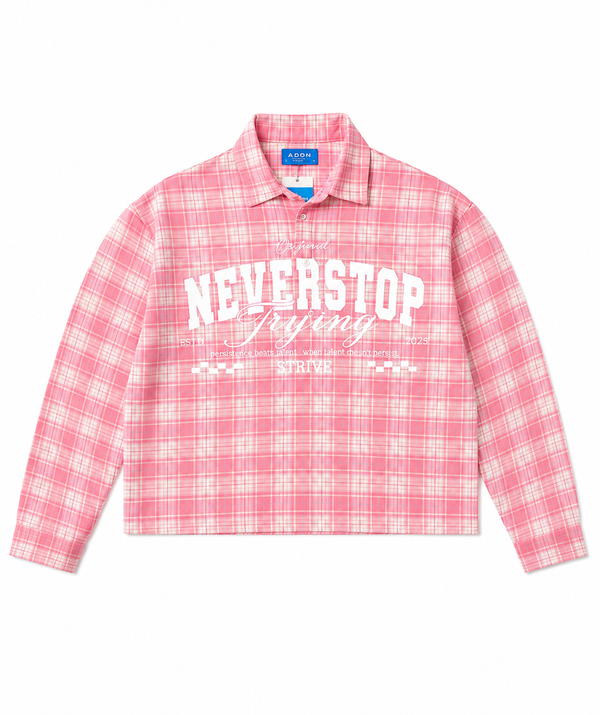 SHIRT NEVER STOP PLAID ROSA