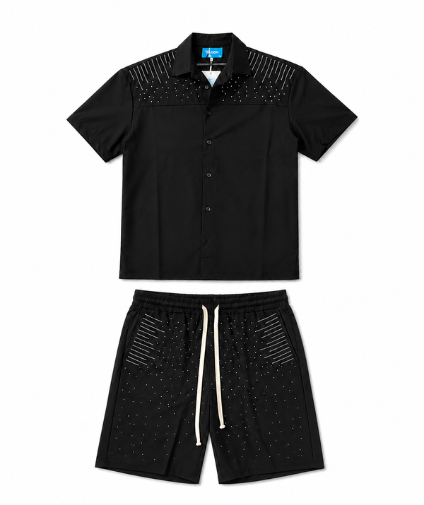 SET RHINESTONE DIAGONAL NERO