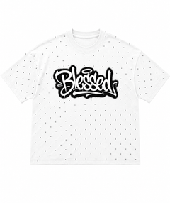 T SHIRT BLESSED GRAFFITI BIANCA