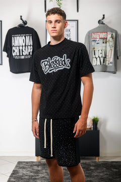 T SHIRT BLESSED GRAFFITI NERA
