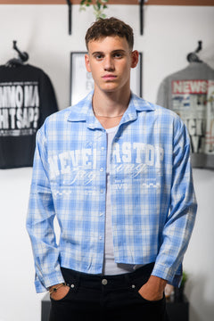 SHIRT NEVER STOP PLAID BLU