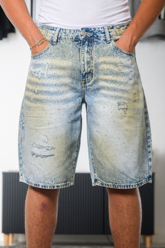 JEANS SHORT VINTAGE STRASS