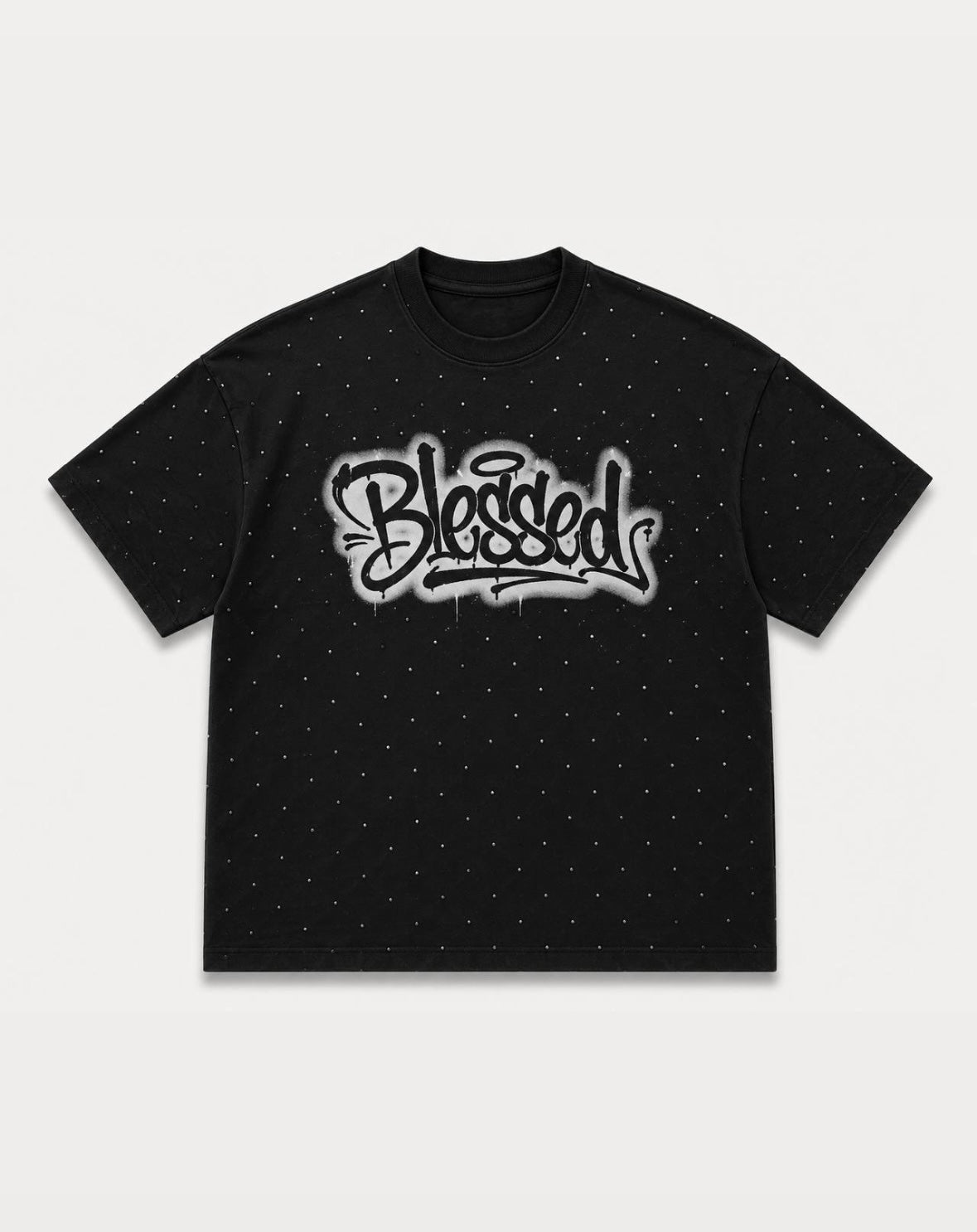 T SHIRT BLESSED GRAFFITI NERA