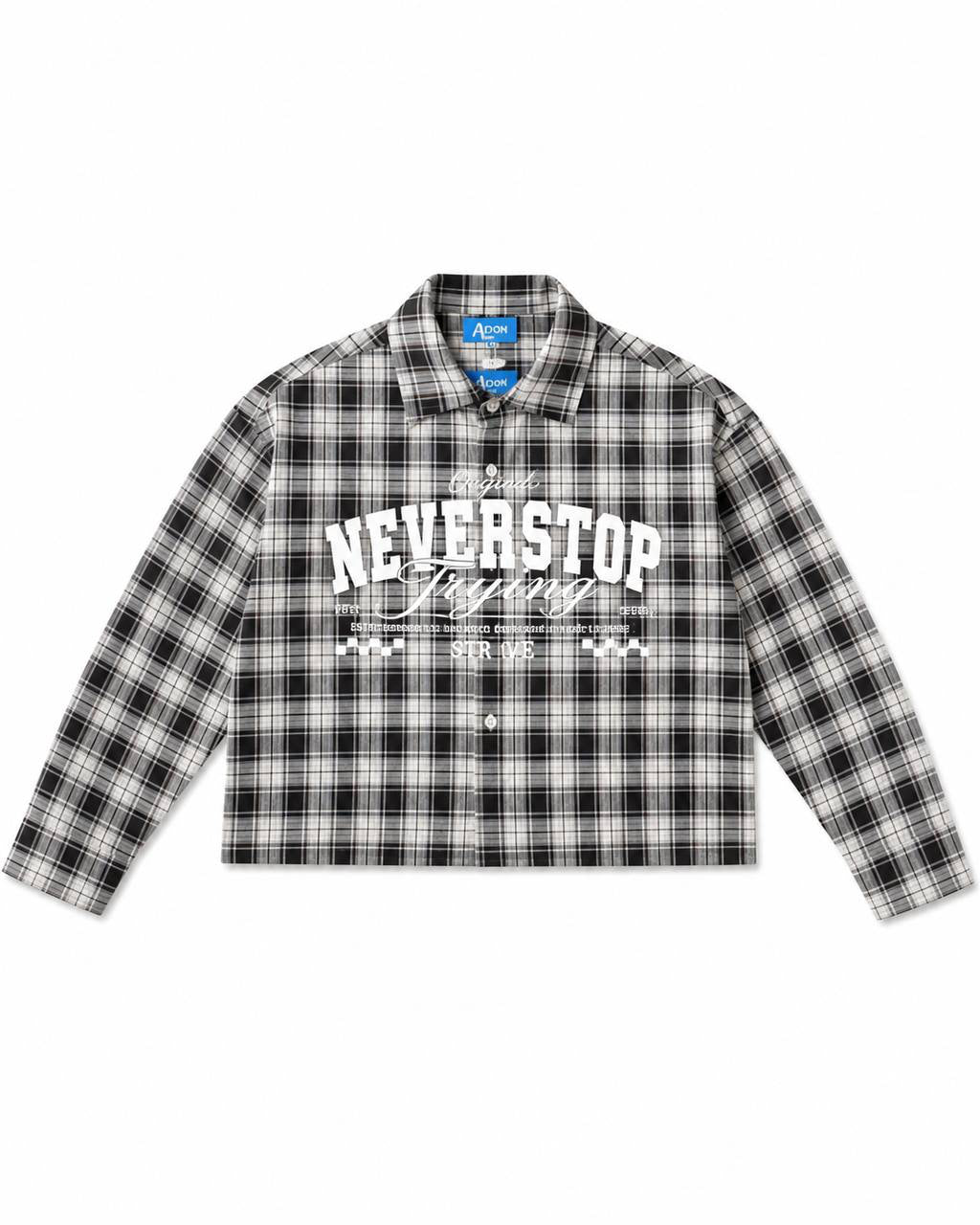 SHIRT NEVER STOP PLAID NERO
