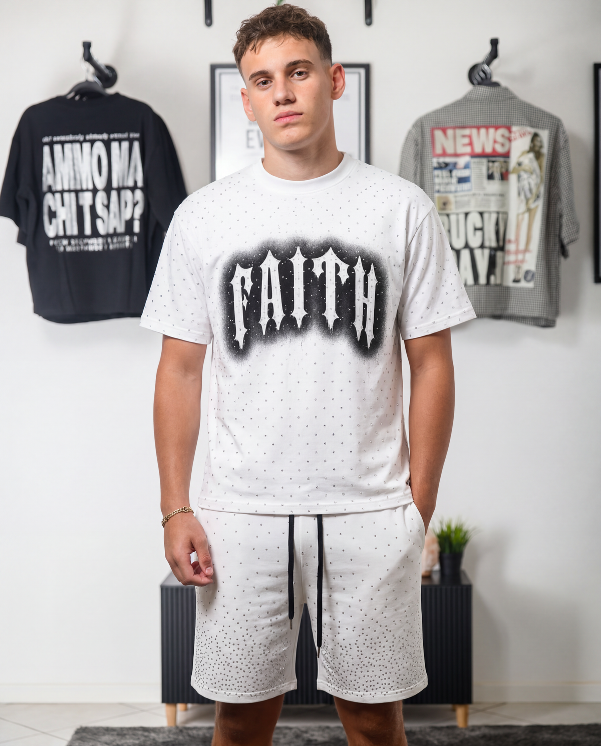 SET RHINESTONE FAITH BIANCO